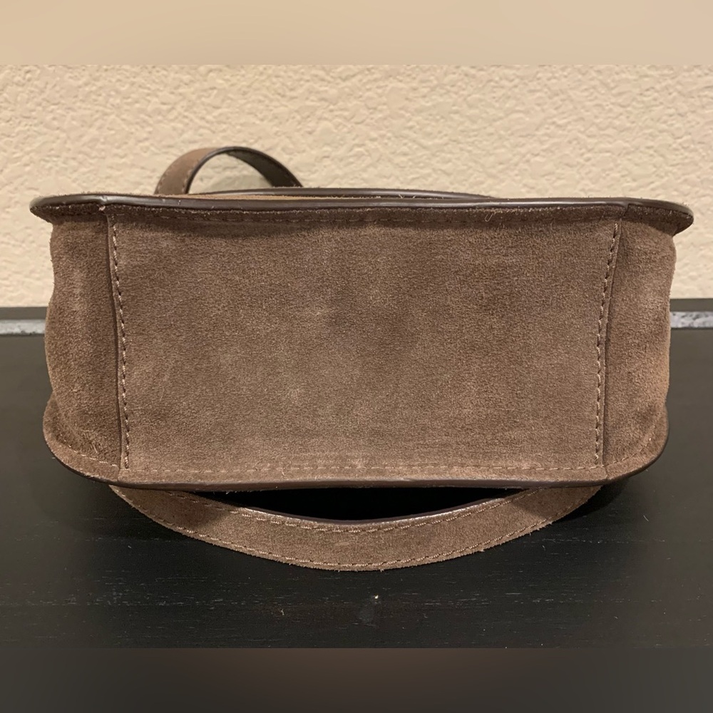 Kate Spade Boulder Lane Suede Maggy Saddle Eyelet Brown Crossbody Bag NWOT - Picture 11 of 11